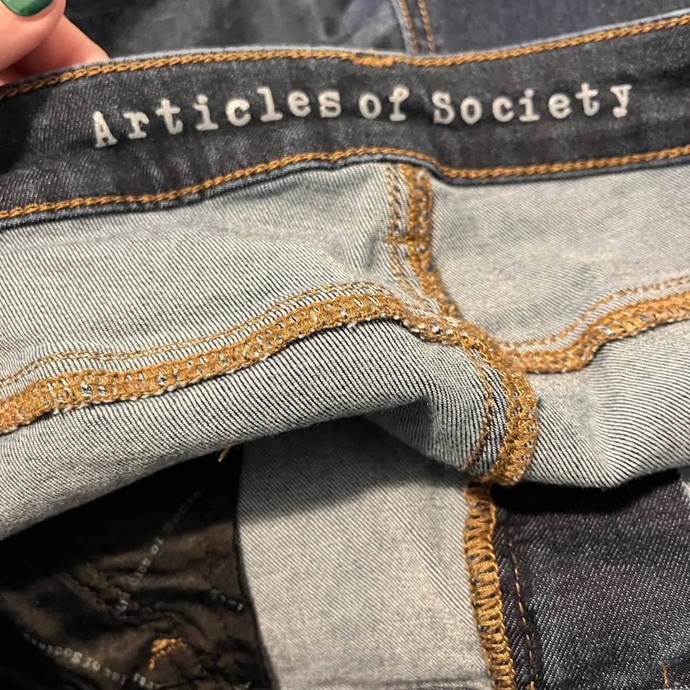 Articles of‎ Society dark wash raw hem flare leg denim jeans women’s size 31 - Picture 10 of 12